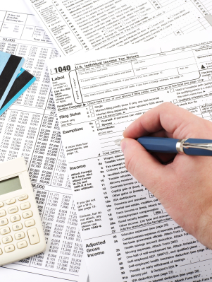 a photo of doing taxes