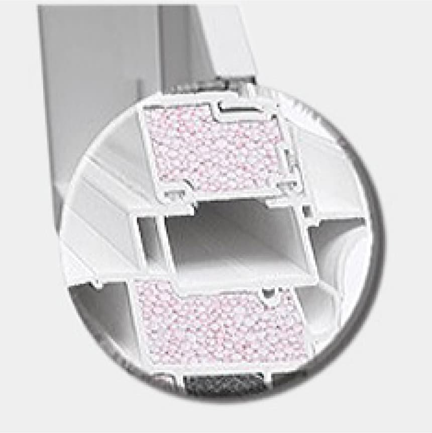 Graphic of a cross-section of a window frame