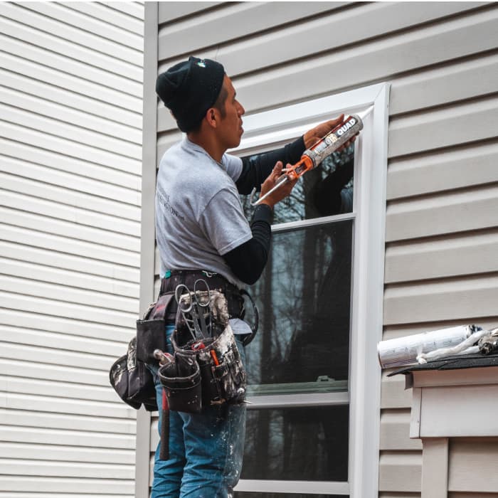 Professional installer worked on installing windows.